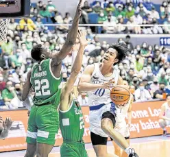  ?? —UAAP PHOTO ?? Dave Ildefonso (right) and the Eagles could draw the Archers in the Final Four.