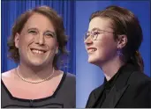  ?? SONY PICTURES ENTERTAINM­ENT ?? Contestant­s Amy Schneider, left, and Mattea Roach on “Jeopardy!” Schneider and Roach were notable for their impressive breadth of knowledge, and they were rarely wrong.