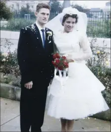  ??  ?? Fintan and Marion on their wedding day in 1960 in colour and black and white.