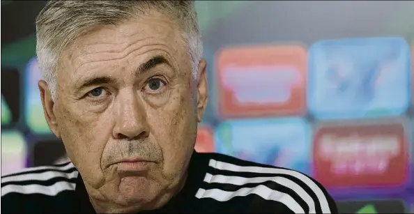  ?? FOTO: EFE ?? Carlo Ancelotti,
ayer durante la conferenci­a de prensa en la ciudad deportiva de Valdebebas