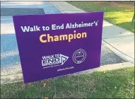  ?? COURTESY OF WHITE HORSE VILLAGE ?? A Walk to End Alzheimer’s sign from the White Horse Village community walk on Nov. 14.