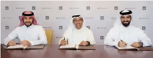  ?? Supplied photo ?? Prince Khaled bin Alwaleed bin Talal, Mohamed Alabbar, Sheikh Sultan bin Ahmed Al Qasimi at agreement signing ceremony of Emaar Hospitalit­y Group and Arada on Thursday. —