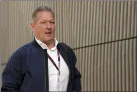  ?? MATTHIAS SCHRADER — THE ASSOCIATED PRESS ?? Jos Verstappen, father of Red Bull driver Max Verstappen, arrives prior to free practice for the Austrian Grand Prix in 2022.