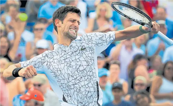  ?? EFE ?? De vuelta. Novak Djokovic festeja en Cincinnati. Ya había avisado al ganar en Wimbledon y ahora está listo para atacar a Nadal y a Federer.