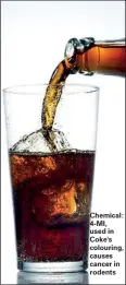  ??  ?? Chemical: 4-MI, used in Coke's colouring, causes cancer in rodents