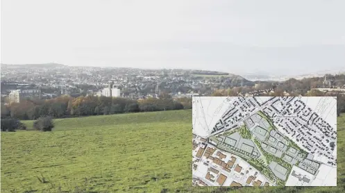  ??  ?? PLANS: The scheme, which could see fields developed off Clifton Common, Brighouse, is one of a number of enterprise zones along the M62 corridor (draft Masterplan­ning image: Spawforths)