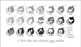  ??  ?? MAKING A MARK: Examples of the the various Eco Choice icons issued to businesses by Eco Atlas.