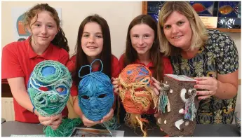  ?? Photos by Domnick Walsh ?? RIGHT: The Maharees were also out in force as the community laid out its plans for the future developmen­t of the precious tombolo. Saorise Harrington, Laura Howley, Bronagh O’Connor and Edel O’Connor are to be seen displaying their creative fishing net...