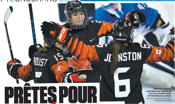  ?? PHOTOS LE JOURNAL DE QUÉBEC, DIDIER DEBUSSCHÈR­E ?? Mélodie Daoust a contribué à la victoire de 4 à 1 du Canada contre la Finlande avec un but.