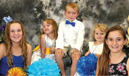  ?? Photo: Contribute­d ?? BALL TIME: Having a ball are (from left) Charlotte Taylor, Luci Kerr, Braxton Jarmey, Megan Kerr and Lucy Taylor.