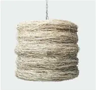  ??  ?? The Corina pendant shade from Made Goods is crafted from Philippine Nito fibre.