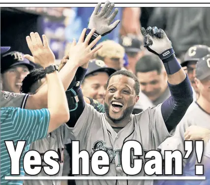  ?? Getty Images ?? THEY WERE ROB’BED! Robinson Cano celebrates in the dugout after hitting the go-ahead home run in the top of the 10th inning to give the American League another win over the National League.