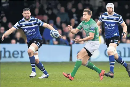  ??  ?? ■ Falcon Toby Flood in action during the Gallagher Premiershi­p Rugby match against Bath Rugby at Recreation Ground