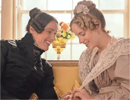  ??  ?? Suranne Jones, left, with Sophie Rundle, plays Anne Lister, a lesbian landowner in “Gentleman Jack.”