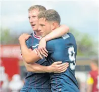  ?? ?? Raith’s Jamie Gullan celebrates with Liam Dick