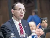  ?? Jim Lo Scalzo European Pressphoto Agency ?? DEMOCRATS SAY Rod Rosenstein, pictured in March, was asked days ago by then-FBI Director James Comey for more resources for the Russia case.