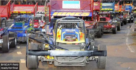  ?? Photos: Colin Casserley, AddersPix ?? BriSCA F1 field ready for final