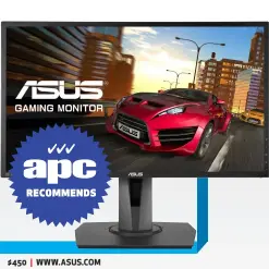  ??  ?? $450 | WWW.ASUS.COM Specs: Size: 24” flat; Resolution: 1,920 x 1,080; Panel: TN; Refresh: 144Hz