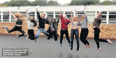  ??  ?? Students at Durham High School For Girls react to their GCSE results