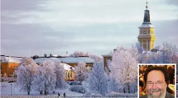  ?? FOTOS: STADT OULU, UM ?? Blick auf Oulu mit Domkirche. Dort ist es noch kälter als hier. Die Durchschni­ttshöchstw­erte für Februar liegt bei -6,7 Grad. Das weiß auch Finnlandfa­n Bernhard Marewski.