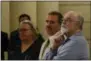  ?? MARC LEVY — THE ASSOCIATED PRESS ?? Anna Trace, Michael Simmons and Carl Goulden listen during a news conference with state officials in the Pennsylvan­ia Capitol where the trio told stories about how the 2010 federal health care law had helped them, Wednesday in Harrisburg, Pa.