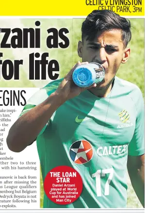  ??  ?? THE LOAN STAR Daniel Arzani played at World Cup for Australia and has joined Man City