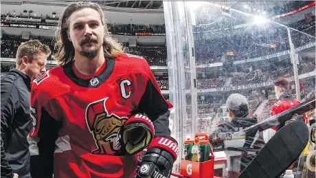  ?? ANDRE RINGUETTE/NHLI VIA GETTY IMAGES ?? Senators captain Erik Karlsson was rumoured to be on the way to the Tampa Bay Lightning but no deal between the two teams has been consummate­d yet. Dallas, San Jose and Vegas are also said to be interested in acquiring the star defenceman.