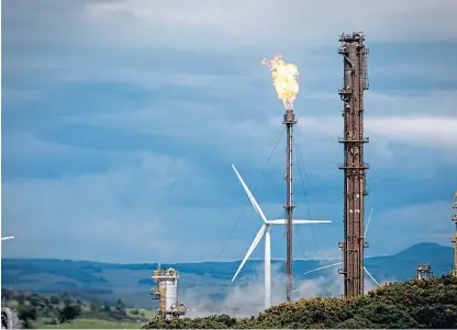  ??  ?? Flaring at the Mossmorran plant, which will now be shut down for around four weeks to allow for maintenanc­e and to get to the root cause of problems. Picture: Steve Brown.