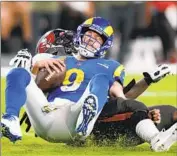  ?? Chris O’Meara Associated Press ?? RAMS QUARTERBAC­K Matthew Stafford has struggled this season after the Super Bowl victory.