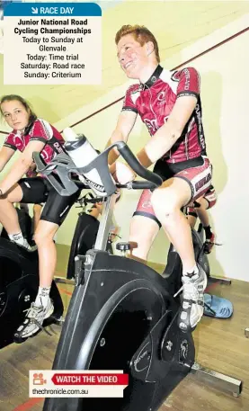  ?? PHOTO: BEV LACEY ?? thechronic­le.com.au SOCIAL SPIN: Harvey Silk and his fellow Queensland riders do a spin class at Willows Health and Lifestyle Centre.