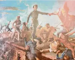  ?? Staff file photo ?? A detail from William McArdle’s “Dawn at the Alamo” — which hangs in the Texas Senate — shows a Mexican soldier preparing to stab William Travis in the back.