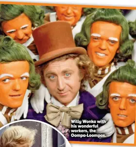  ?? ?? Willy Wonka with his wonderful workers, the Oompa-loompas.