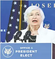  ?? CHANDAN KHANNA / AFP VIA GETTY IMAGES FILES ?? U.S. treasury secretary Janet Yellen is caught between a desire to address economic effects of the pandemic and critics warning a generous stimulus may stoke inflation.