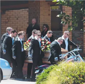  ??  ?? Funeral of Pooraka murder victim Jason De Ieso in Adelaide in 2012.