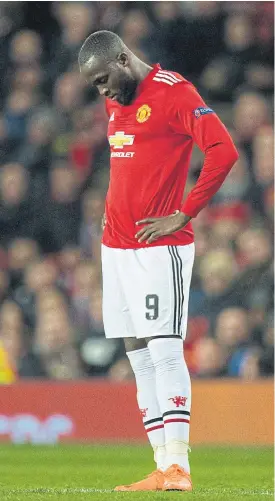  ??  ?? Manchester United’s Romelu Lukaku reacts after the match against Sevilla.