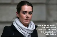  ??  ?? Marie Varley leaving the Four Courts after she settled her Civil Court action. Photo: Collins