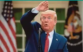  ?? AFP PIC ?? United States President Donald Trump speaking during a Coronaviru­s Task Force press briefing at the Rose Garden of the White House in Washington, DC, on Sunday.