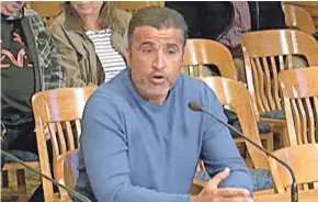  ?? FRAME GRAB ?? Youssef Berrada, whose companies own nearly 300 buildings and 3,500 rental units in the Milwaukee area, appears before a City of Milwaukee zoning hearing to acquire another property in April.