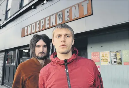  ??  ?? Adam Potts, left, and Matty Smith of Social Room, who are set to headlin e their own gig at Independen­t in Sunderland.