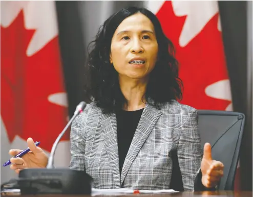  ?? BLAIR GABLE / REUTERS / FILE ?? Canada’s chief public health officer Dr. Theresa Tam said unvaccinat­ed people can lead to outbreaks, pointing to Yukon, where an outbreak is ongoing among mostly unvaccinat­ed people.