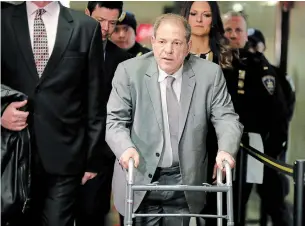  ?? SETH WENIG THE ASSOCIATED PRESS ?? Harvey Weinstein arrives at court in New York on Tuesday for the start of jury selection in his sexual assault trial. He is using a walker because of a recent back injury.