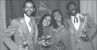  ?? LENNOX MCLENDON, THE ASSOCIATED PRESS ?? Taste of Honey, Perry Kibble, left, Janice Johnson, Hazel Payne and Donald Johnson, was named best new artist during the award show in Los Angeles in 1979. The group beat Elvis Costello, The Cars, Toto and Chris Rea.