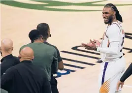  ?? AARON GASH/AP ?? Jae Crowder, above, says the Suns will “be fine” after losing to the Bucks 120-100 in Game 3 of the NBA Finals on Sunday in Milwaukee. The Suns still lead the series 2-1.