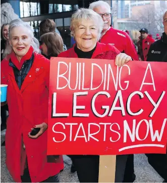  ?? GAVIN YOUNG ?? Supporters of the Calgary 2026 Winter Olympic bid poured into Calgary City Hall as council prepared to vote on a motion to end the bid process on Wednesday.