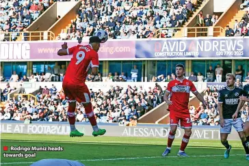  ?? ?? ■ Rodrigo Muniz heads towards goal