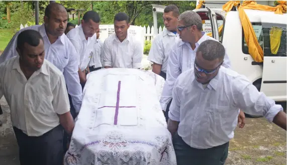  ?? Photo: Simione Haravanua ?? The casket of the late Kolinio Meo at the Samabula East Methodist Church on January 11, 2019.