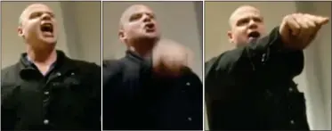  ??  ?? ‘RACIST POISON’: Union boss Steve Hedley in stills from the video shot at a pro-Palestinia­n meeting