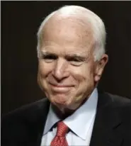  ?? THE ASSOCIATED PRESS ?? In this July 11, 2017, file photo, Sen. John McCain, R-Ariz., arrives on Capitol Hill in Washington. The office of Sen. John McCain says the ailing Arizona Republican will return to the Senate on July 25, the day of the health care vote.