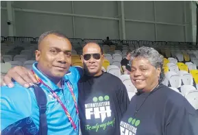  ?? Photo: Weightlift­ing Fiji ?? From left; Weightlift­ing Fiji head coach Josefa Vueti, Sevanaia Cikamatana and Makitalena Cikamatana.