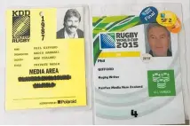  ??  ?? Phil Gifford’s World Cup passes testify to a life following the All Blacks.